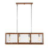 Gaines 34.5" Linear Adjustable Iron Rustic Industrial LED Pendant - JONATHAN Y