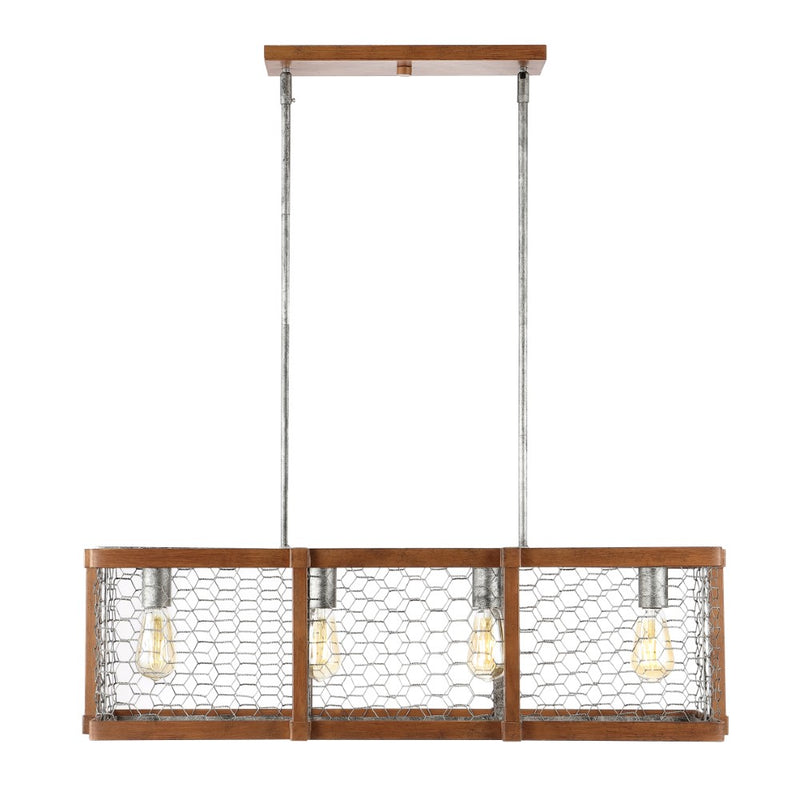 Gaines 34.5" Linear Adjustable Iron Rustic Industrial LED Pendant - JONATHAN Y