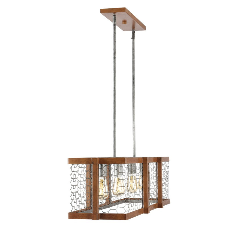 Gaines 34.5" Linear Adjustable Iron Rustic Industrial LED Pendant - JONATHAN Y