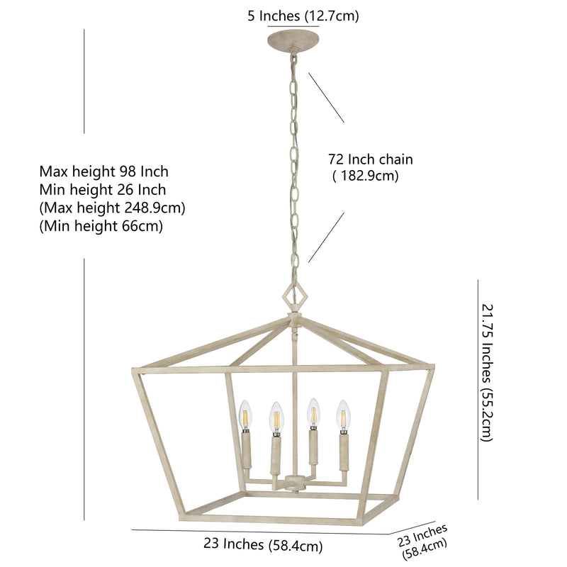 Gatsby 23" Adjustable Iron Rustic Glam LED Pendant - JONATHAN Y