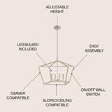 Gatsby 23" Adjustable Iron Rustic Glam LED Pendant