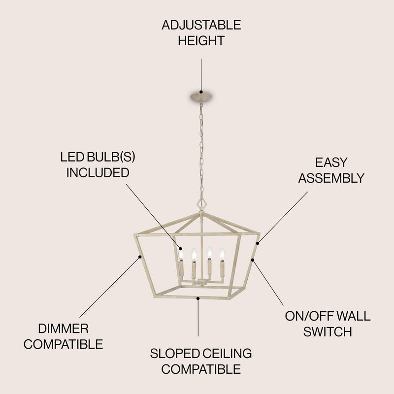 Gatsby 23" Adjustable Iron Rustic Glam LED Pendant