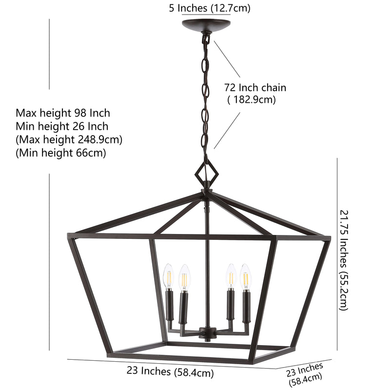 Gatsby 23" Adjustable Iron Rustic Glam LED Pendant - JONATHAN Y