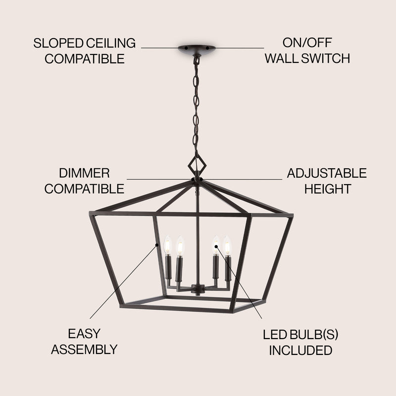 Gatsby 23" Adjustable Iron Rustic Glam LED Pendant