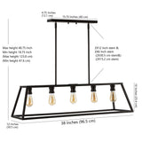 Floyd 38" Adjustable Iron Farmhouse Vintage LED Dimmable Pendant - JONATHAN Y