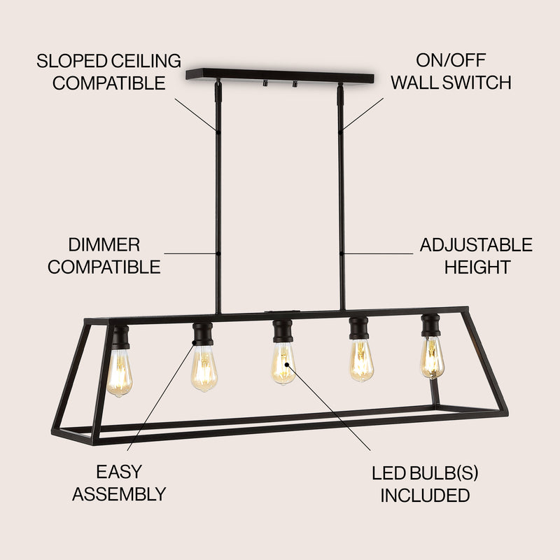 Floyd 38" Adjustable Iron Farmhouse Vintage LED Dimmable Pendant