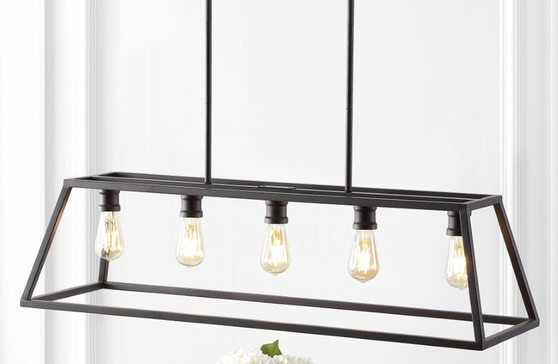 Floyd 38" Adjustable Iron Farmhouse Vintage LED Dimmable Pendant - JONATHAN Y