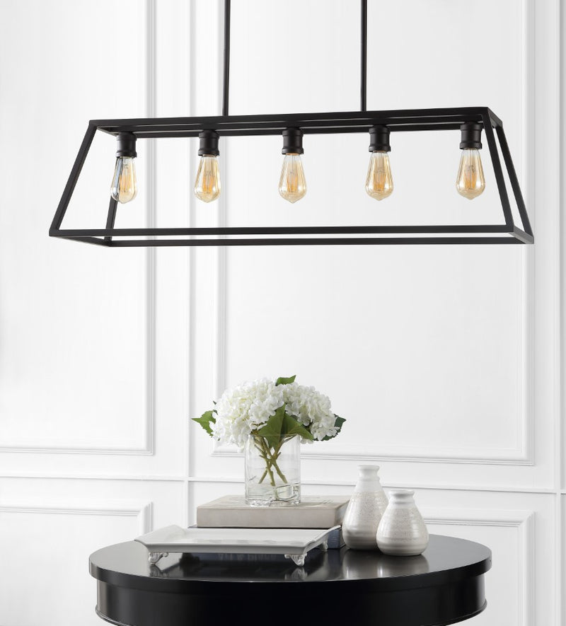 Floyd 38" Adjustable Iron Farmhouse Vintage LED Dimmable Pendant - JONATHAN Y