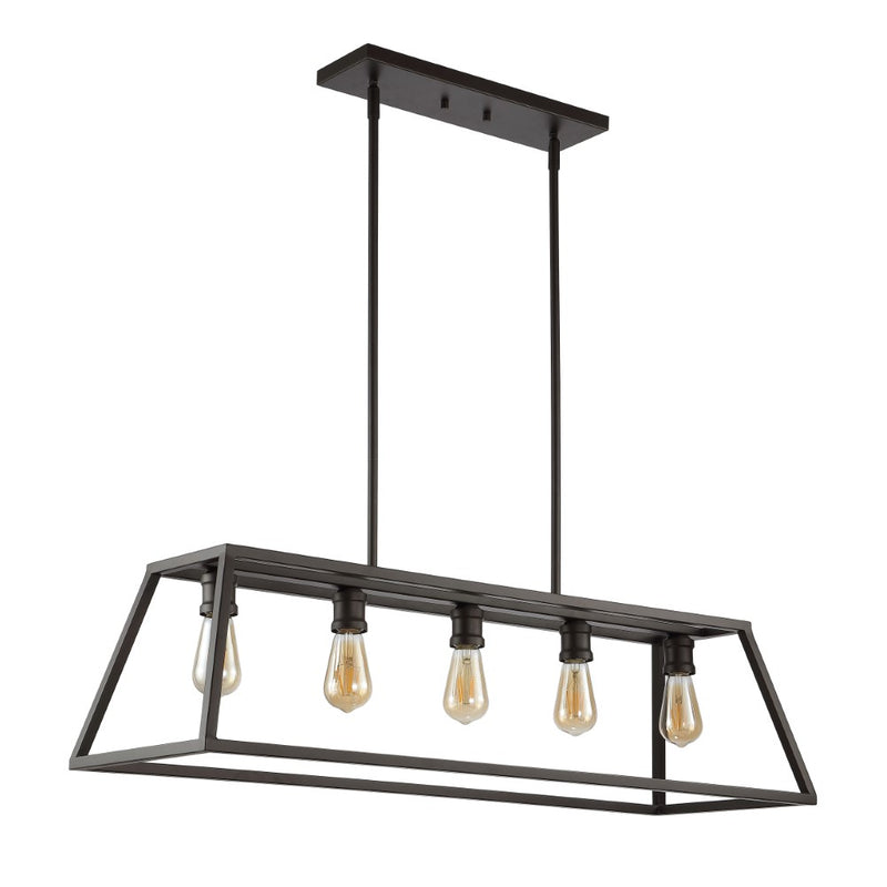 Floyd 38" Adjustable Iron Farmhouse Vintage LED Dimmable Pendant - JONATHAN Y