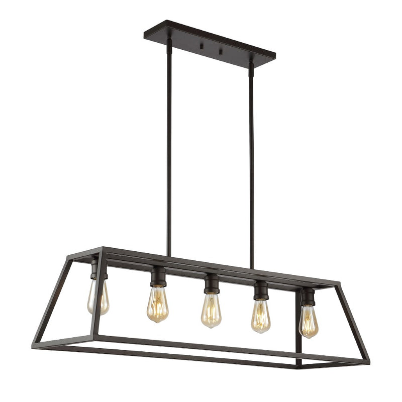 Floyd 38" Adjustable Iron Farmhouse Vintage LED Dimmable Pendant - JONATHAN Y