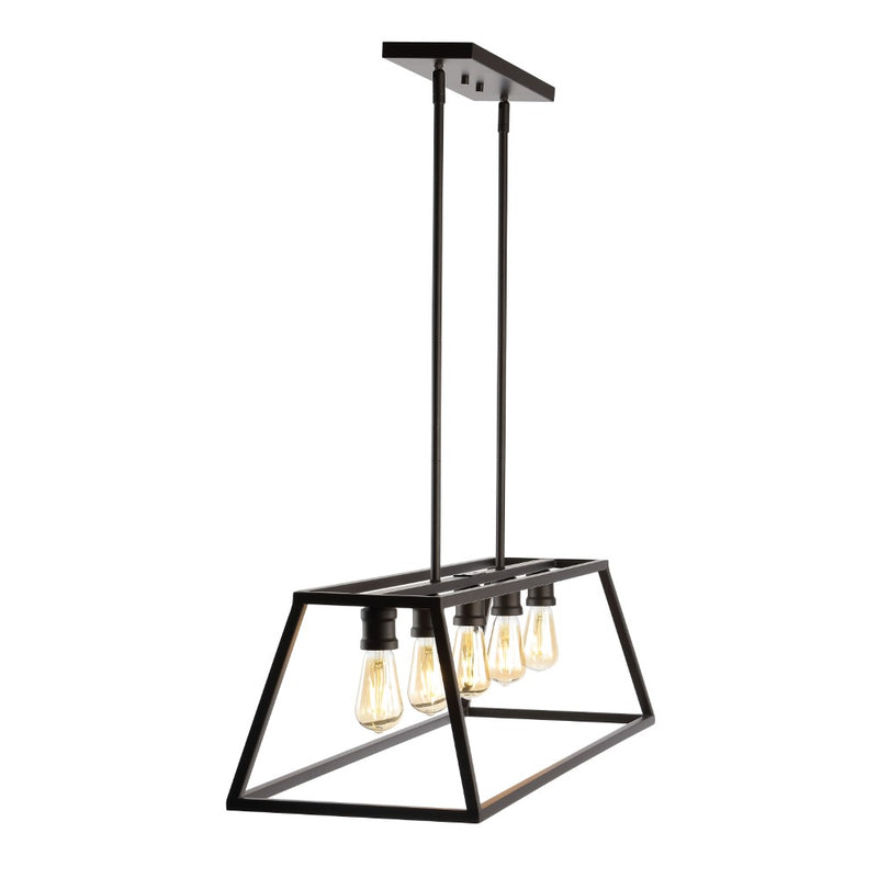 Floyd 38" Adjustable Iron Farmhouse Vintage LED Dimmable Pendant - JONATHAN Y