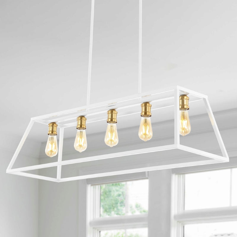 Floyd 38" Adjustable Iron Farmhouse Vintage LED Dimmable Pendant - JONATHAN Y