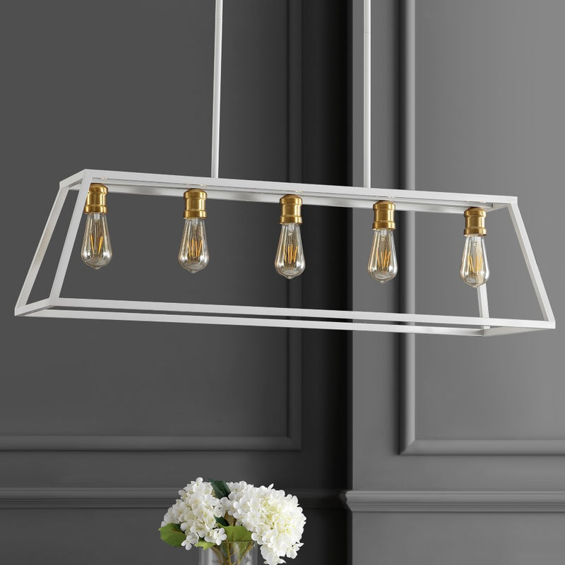 Floyd 38" Adjustable Iron Farmhouse Vintage LED Dimmable Pendant - JONATHAN Y