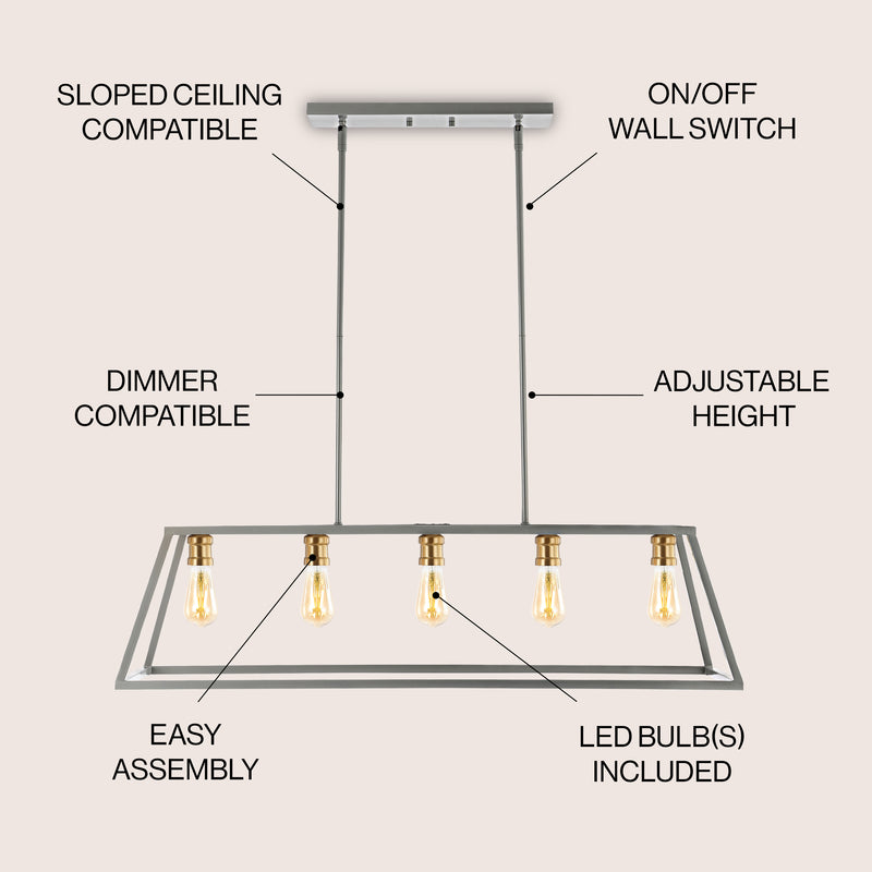 Floyd 38" Adjustable Iron Farmhouse Vintage LED Dimmable Pendant