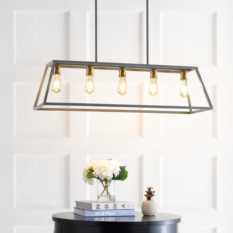 Floyd 38" Adjustable Iron Farmhouse Vintage LED Dimmable Pendant - JONATHAN Y