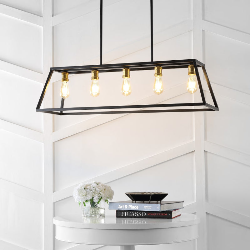 Floyd 38" Adjustable Iron Farmhouse Vintage LED Dimmable Pendant