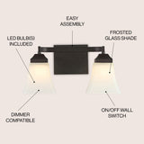 Staunton Iron/Glass Modern Cottage LED Vanity Light