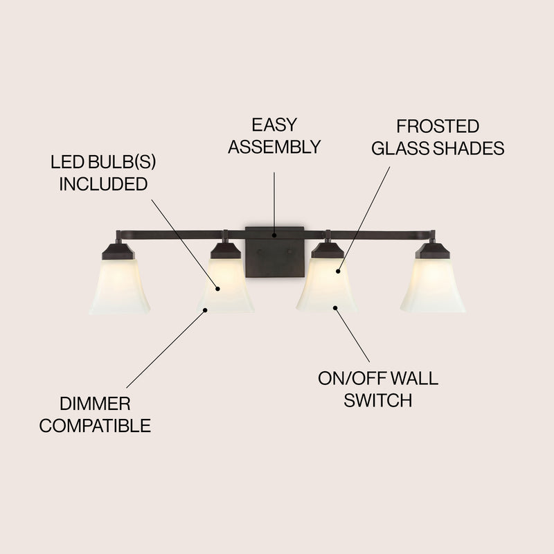 Staunton Iron/Glass Modern Cottage LED Vanity Light