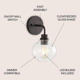 Sandrine Iron/Seeded Glass Cottage Rustic LED Vanity Light