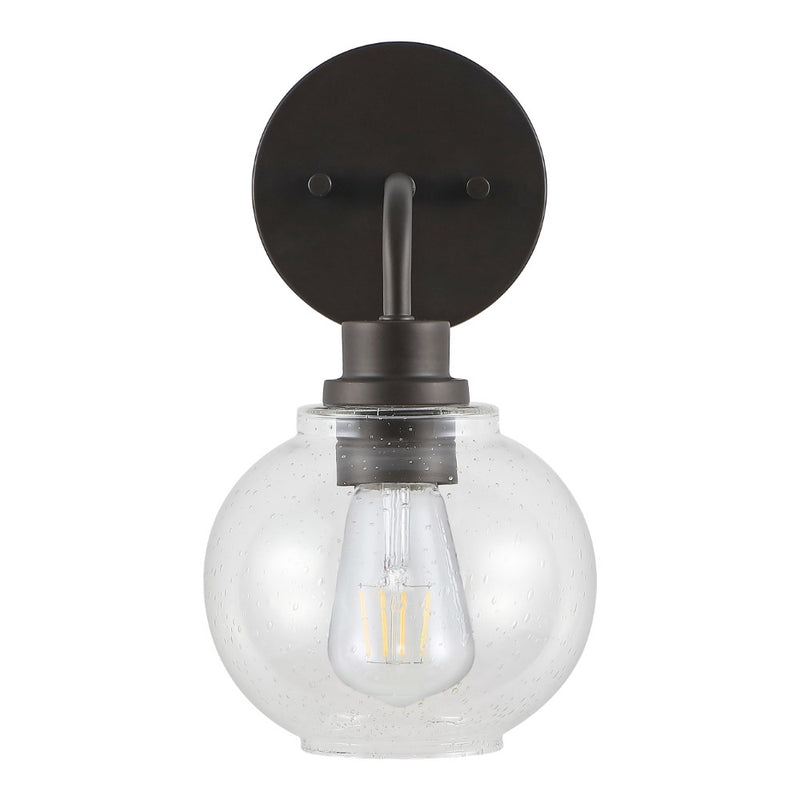 Sandrine Iron/Seeded Glass Cottage Rustic LED Vanity Light - JONATHAN Y