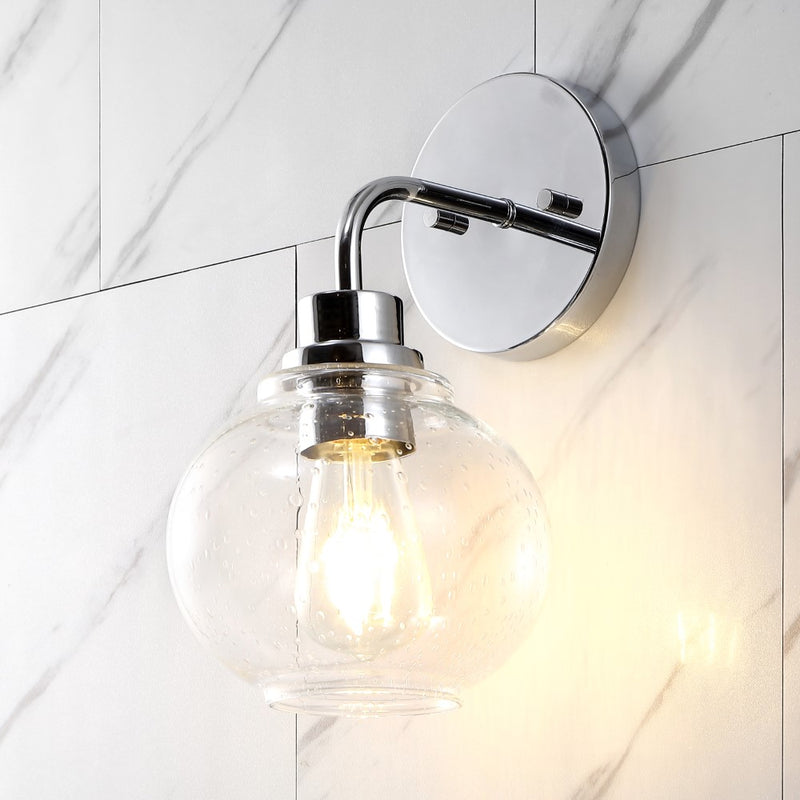 Sandrine Iron/Seeded Glass Cottage Rustic LED Vanity Light - JONATHAN Y