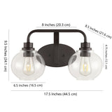 Sandrine Iron/Seeded Glass Cottage Rustic LED Vanity Light - JONATHAN Y