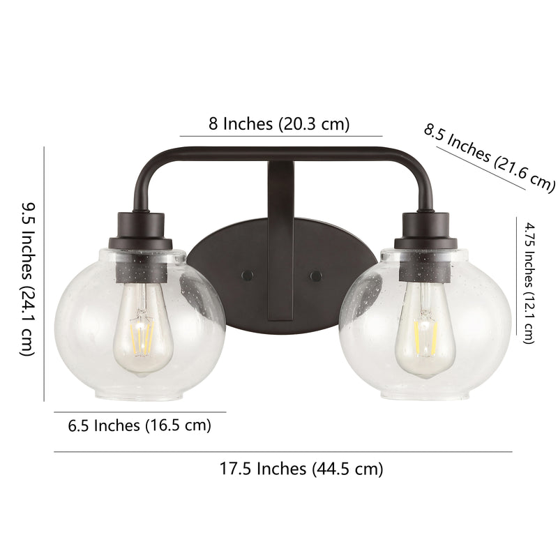 Sandrine Iron/Seeded Glass Cottage Rustic LED Vanity Light - JONATHAN Y