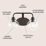 Sandrine Iron/Seeded Glass Cottage Rustic LED Vanity Light