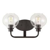 Sandrine Iron/Seeded Glass Cottage Rustic LED Vanity Light - JONATHAN Y