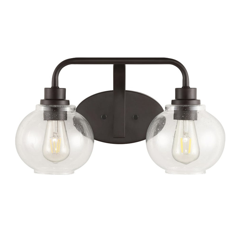 Sandrine Iron/Seeded Glass Cottage Rustic LED Vanity Light - JONATHAN Y