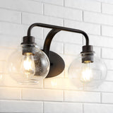Sandrine Iron/Seeded Glass Cottage Rustic LED Vanity Light - JONATHAN Y