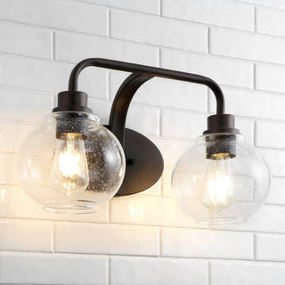 Sandrine Iron/Seeded Glass Cottage Rustic LED Vanity Light - JONATHAN Y