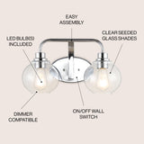 Sandrine Iron/Seeded Glass Cottage Rustic LED Vanity Light