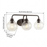 Sandrine Iron/Seeded Glass Cottage Rustic LED Vanity Light Oil Rubbed Bronze / 3 Sockets – DIM