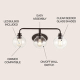 Sandrine Iron/Seeded Glass Cottage Rustic LED Vanity Light