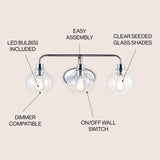 Sandrine Iron/Seeded Glass Cottage Rustic LED Vanity Light