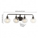 Sandrine Iron/Seeded Glass Cottage Rustic LED Vanity Light Oil Rubbed Bronze / 4 Sockets – DIM
