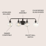 Sandrine Iron/Seeded Glass Cottage Rustic LED Vanity Light