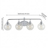 Sandrine Iron/Seeded Glass Cottage Rustic LED Vanity Light Chrome / 4 Sockets – DIM