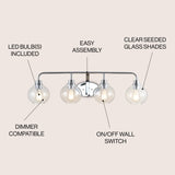 Sandrine Iron/Seeded Glass Cottage Rustic LED Vanity Light