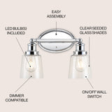 Beverly Iron/Seeded Glass Classic Cottage LED Vanity Light