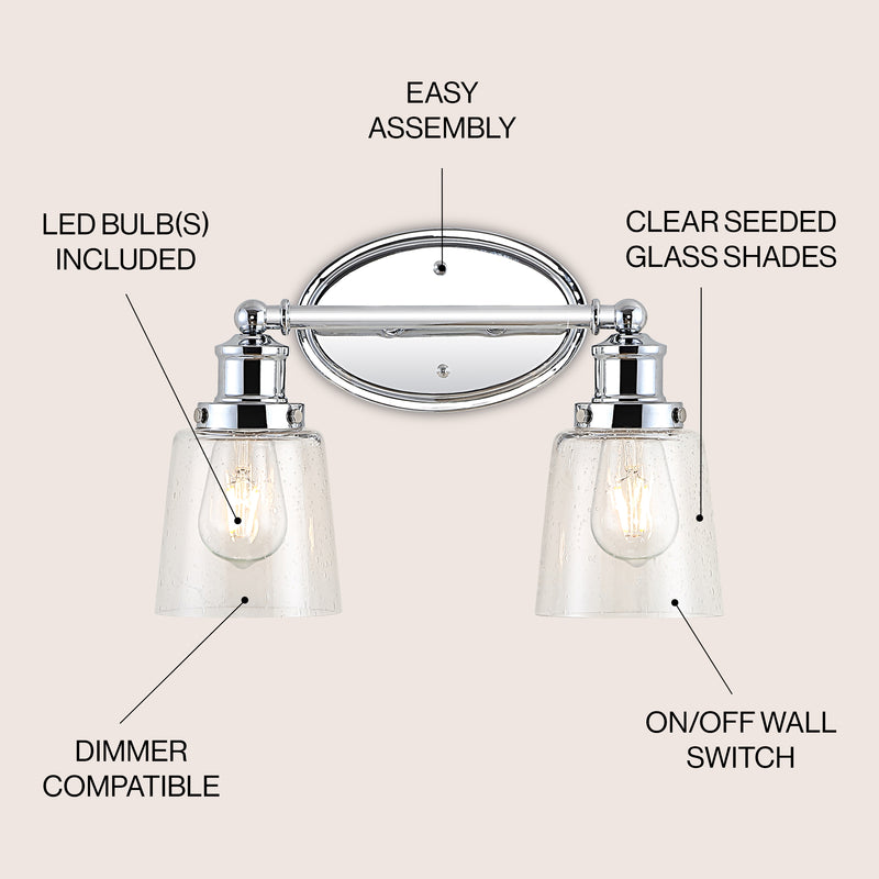 Beverly Iron/Seeded Glass Classic Cottage LED Vanity Light