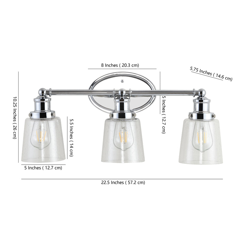 Beverly Iron/Seeded Glass Classic Cottage LED Vanity Light - JONATHAN Y
