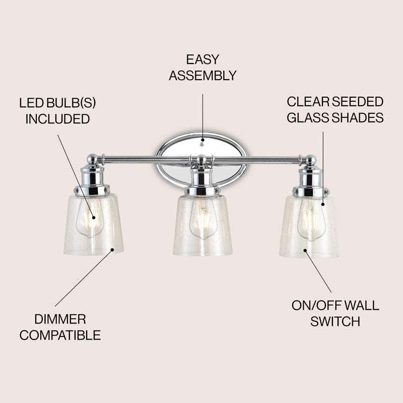 Beverly Iron/Seeded Glass Classic Cottage LED Vanity Light