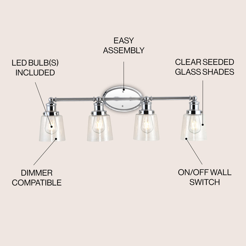 Beverly Iron/Seeded Glass Classic Cottage LED Vanity Light