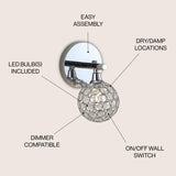 Maeve Iron/Glass Contemporary Glam LED Vanity Light