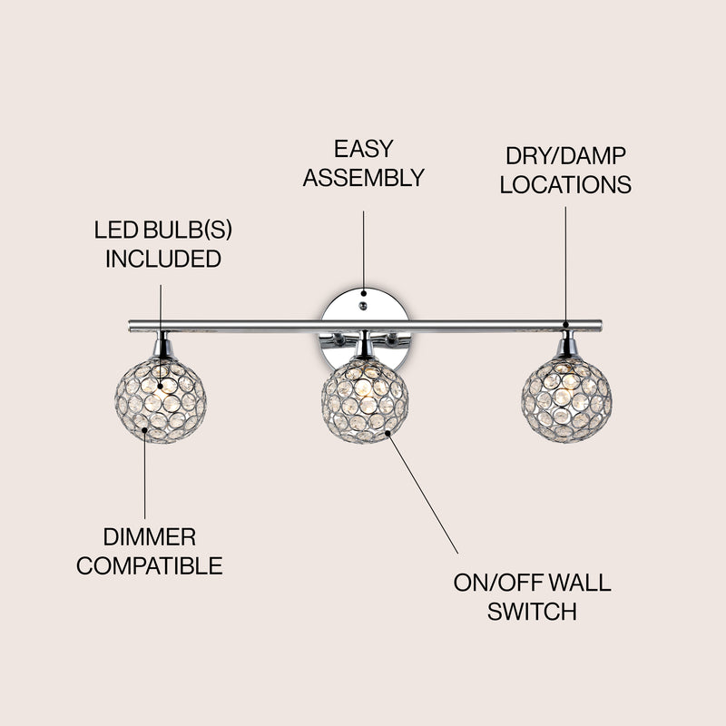 Maeve Iron/Glass Contemporary Glam LED Vanity Light