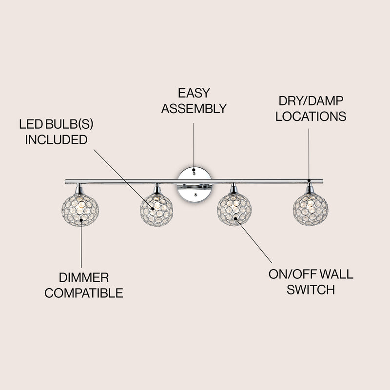 Maeve Iron/Glass Contemporary Glam LED Vanity Light