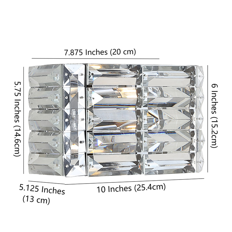 Evelyn Crystal Rectangle Iron/Crystal Glam Modern LED Vanity Light - JONATHAN Y