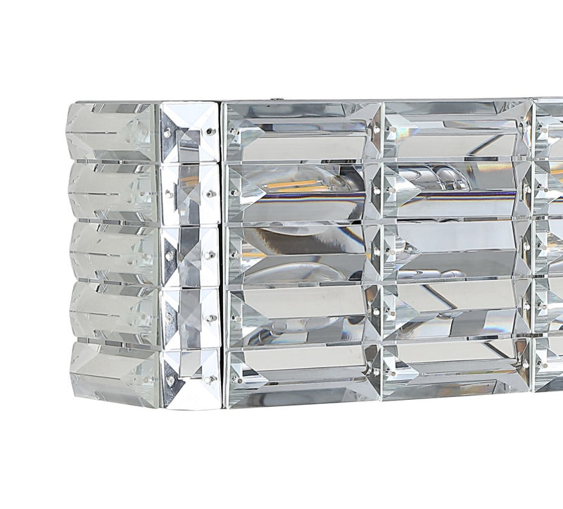 Evelyn Crystal Rectangle Iron/Crystal Glam Modern LED Vanity Light - JONATHAN Y